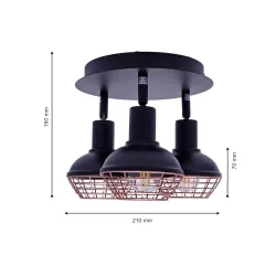 LOGAN CZARNY OPRAWA SUFITOWA SPOT 3X E14/ 40W IP20 METAL