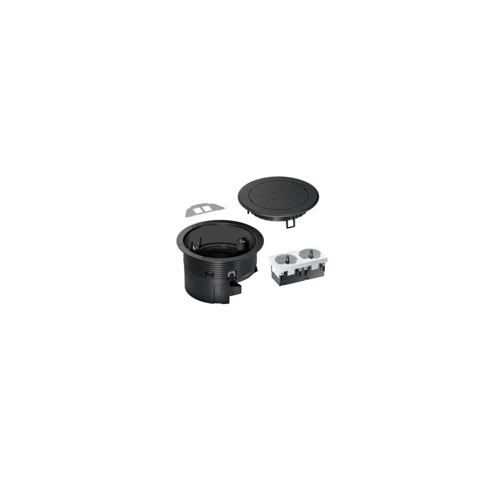 TEHALIT.VE-EE PUSZKA R02 2XM45 SCHUKO PŁ KEYST TYP01 P.UCHYLNA TWORZYWO CZARNY