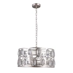 MOMENTO SREBRNY SZAMPAŃSKI OPRAWA WISZĄCA 6X E14/ 40W IP20 STAL/ KRYSZTAŁ