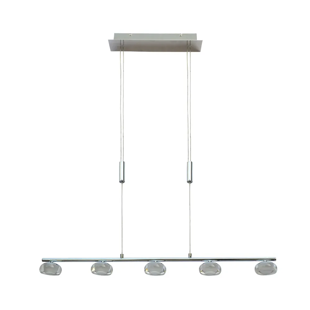 STEVEN CHROM/ PRZEZROCZYSTY OPRAWA WISZĄCA LED 5X 5W WWW 3000K 2250LM STOP METALI