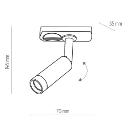 TRACER BIAŁY/ CHROM OPRAWA SYSTEMOWA SPOT LED 3W 3300K - 4500K METAL/ TWORZYWO