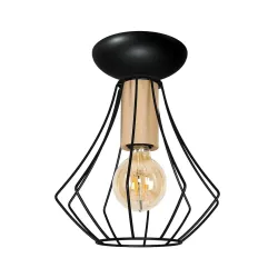 WILL CZARNY OPRAWA SUFITOWA 1X E27/ 60W IP20 METAL/ DREWNO
