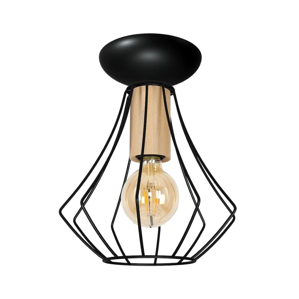WILL CZARNY OPRAWA SUFITOWA 1X E27/ 60W IP20 METAL/ DREWNO