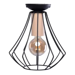 WILL CZARNY OPRAWA SUFITOWA 1X E27/ 60W IP20 METAL/ DREWNO