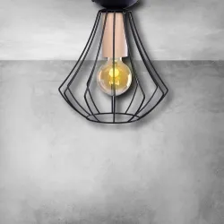 WILL CZARNY OPRAWA SUFITOWA 1X E27/ 60W IP20 METAL/ DREWNO