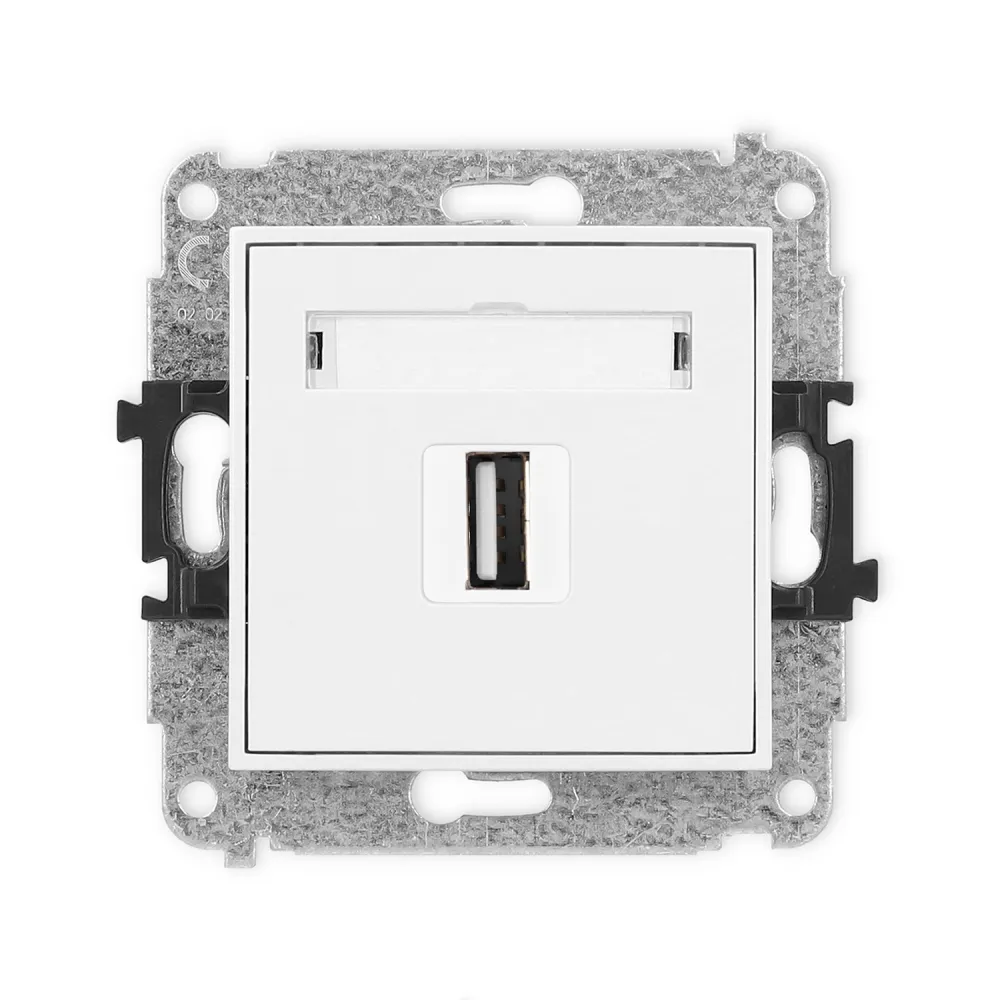 MINI MODUŁ BIAŁY GNIAZDO 1X USB AA 2.0 Z POLEM OPISOWYM