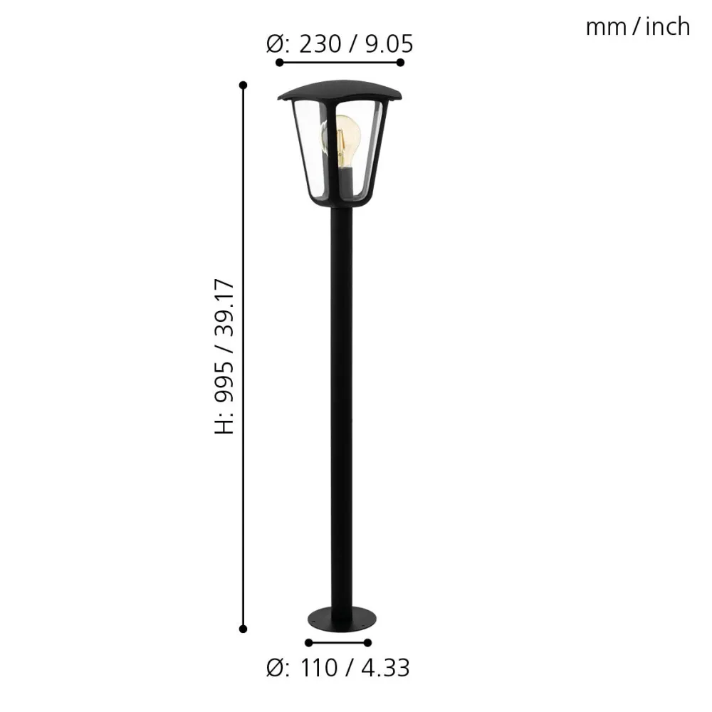 MONREALE CZARNY/ TRANSPARENTNY OPRAWA PODŁOGOWA 1X E27/ 60W IP44 ODLEW ALUMINIOWY/ TWORZYWO