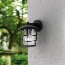 ALORIA CZARNY/ PRZEŹROCZYSTY OPRAWA ŚCIENNA KINKIET 1X E27/ 60W IP44 ODLEW ALUMIN