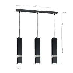 VIDAR CZARNY/ CHROM OPRAWA WISZĄCA 3X GU10/ 10W IP20 METAL