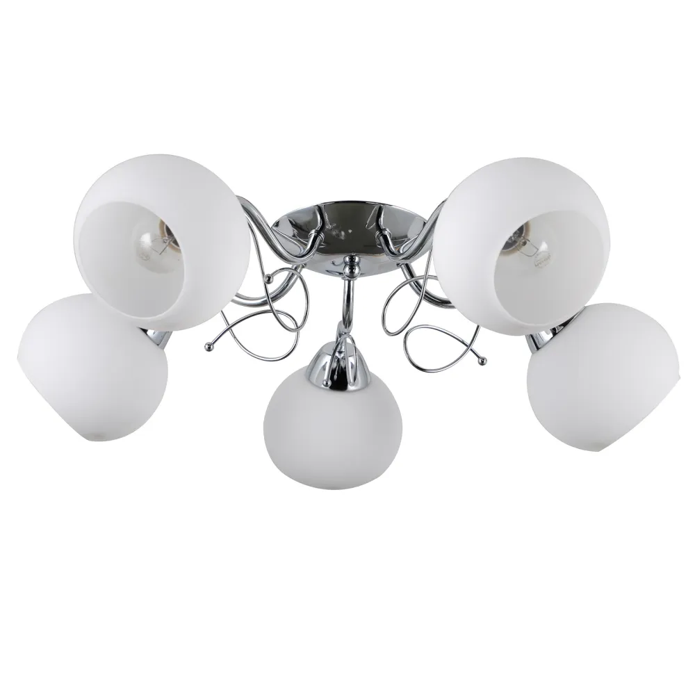 MASSERI CHROM/ BIAŁY OPRAWA WISZĄCA 5X E27/ 40W IP20 STAL/ SZKŁO