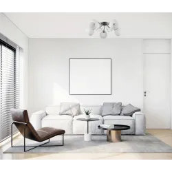 MASSERI CHROM/ BIAŁY OPRAWA WISZĄCA 5X E27/ 40W IP20 STAL/ SZKŁO
