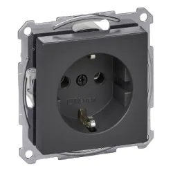 Schneider Electric Gniazdo wtykowe SCHUKO, zaciski bezśrubowe, antracyt, system M, MTN2301-0414