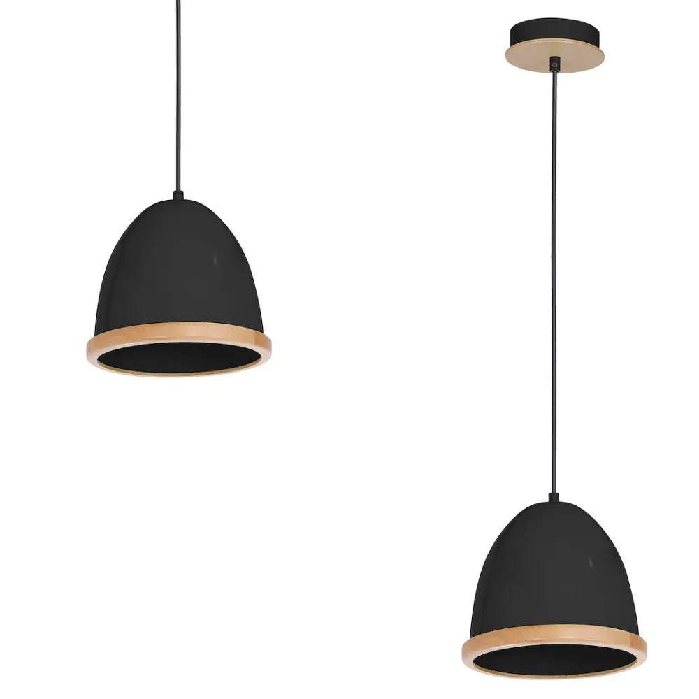 STUDIO CZARNY OPRAWA WISZĄCA 1X E27/ 60W IP20 METAL/ DREWNO
