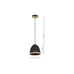 STUDIO CZARNY OPRAWA WISZĄCA 1X E27/ 60W IP20 METAL/ DREWNO