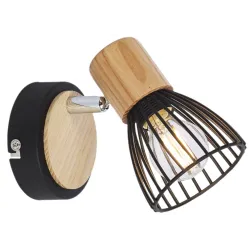 ANTICA CZARNY/ BRĄZOWY OPRAWA ŚCIENNA KINKIET NT 1X E14/ 25W IP20 METAL/ DREWNO