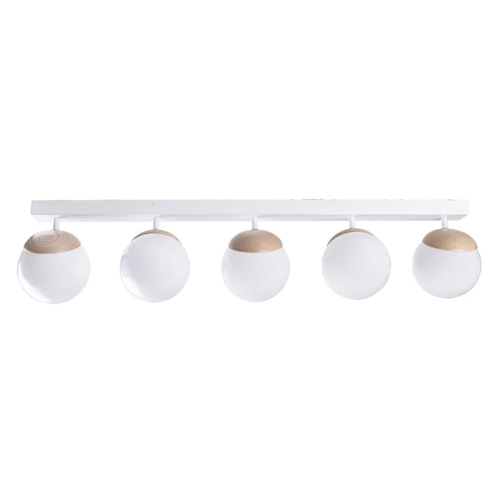 SFERA BIAŁY OPRAWA SUFITOWA SPOT 5X E14/ 40W IP20 METAL/ DREWNO/ SZKŁO