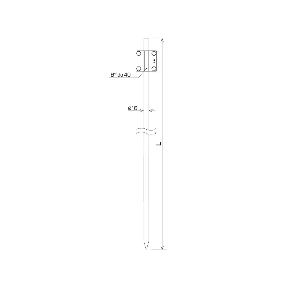 AN-53B/OG/ PRĘT UZIOMOWY NIEPRZEDŁUŻANY JEDNOLITY WBIJANY FI16 1500MM OCYNK OGNIOWY