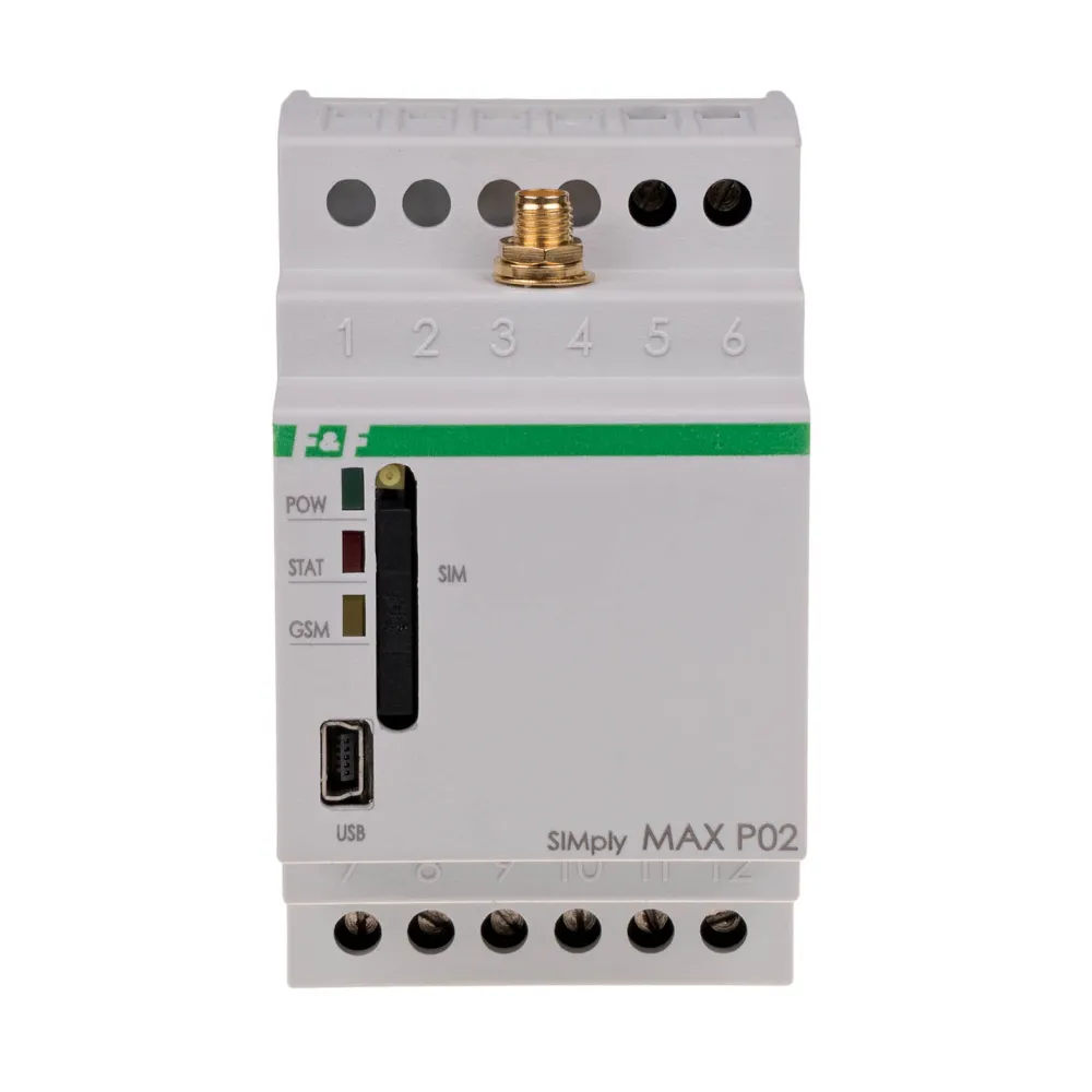 SIMPLY MAX P02 PRZEKAŹNIK ZDALNEGO STEROWANIA GSM CLIP 2 WYJŚCIA 2 WEJŚCIA STEROWANIE BRAMĄ