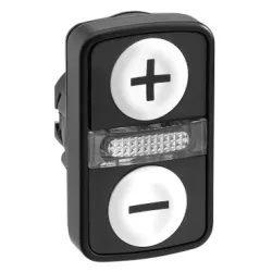 Schneider Electric Harmony XB5 Napęd przycisku dwuklawiszowego płaski/płaski biały/biały "+/" LED plastikowy, ZB5AW7A1715