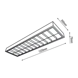 STELLA 236 NT TUBE OPRAWA RASTROWA NT 2X 36W G13 T8 230V IP20 1200x300MM STAL ODBŁYŚNIK ALUM. BIAŁY