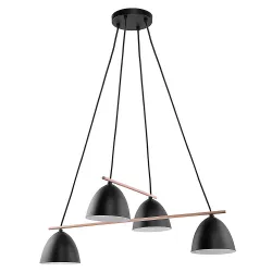 AIDA BLACK CZARNY/ JASNE DREWNO OPRAWA WISZĄCA 4X E27/ 15W IP20 METAL/ DREWNO