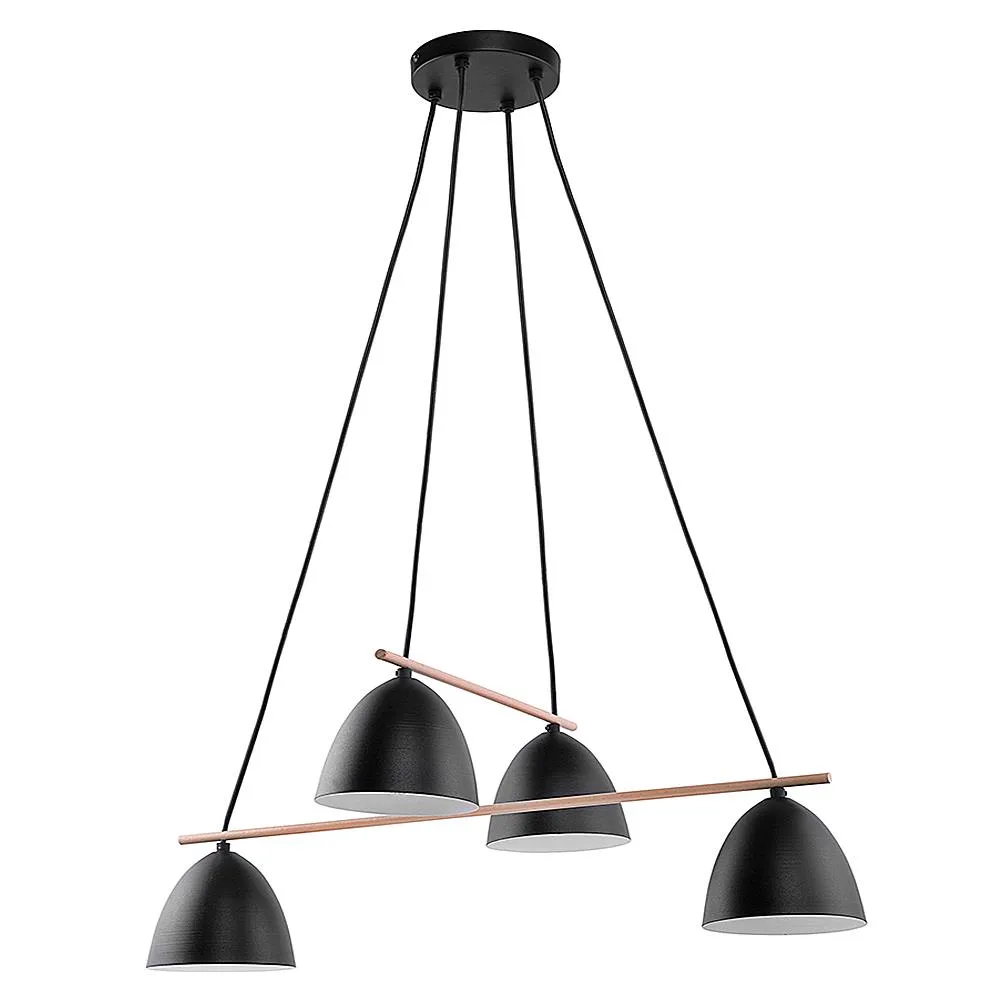 AIDA BLACK CZARNY/ JASNE DREWNO OPRAWA WISZĄCA 4X E27/ 15W IP20 METAL/ DREWNO