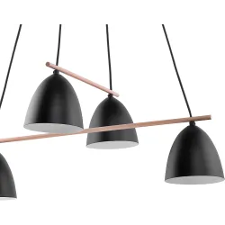 AIDA BLACK CZARNY/ JASNE DREWNO OPRAWA WISZĄCA 4X E27/ 15W IP20 METAL/ DREWNO