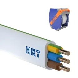YDYP 3X 2.5 ŻO BIAŁY PRZEWÓD INSTALACYJNY PLUS PŁASKI DRUT 450/750V KL.1