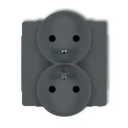 DECO MODUŁ GRAFIT MAT GNIAZDO 2X Z/U Z PRZESŁONAMI ZACISKI ŚRUBOWE 16A 250V