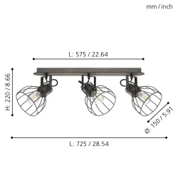 SAMBATELLO BRĄZOWY/ SREBRNY OPRAWA SUFITOWA SPOT NT 3X E27/ 40W IP20 DREWNO/ STAL