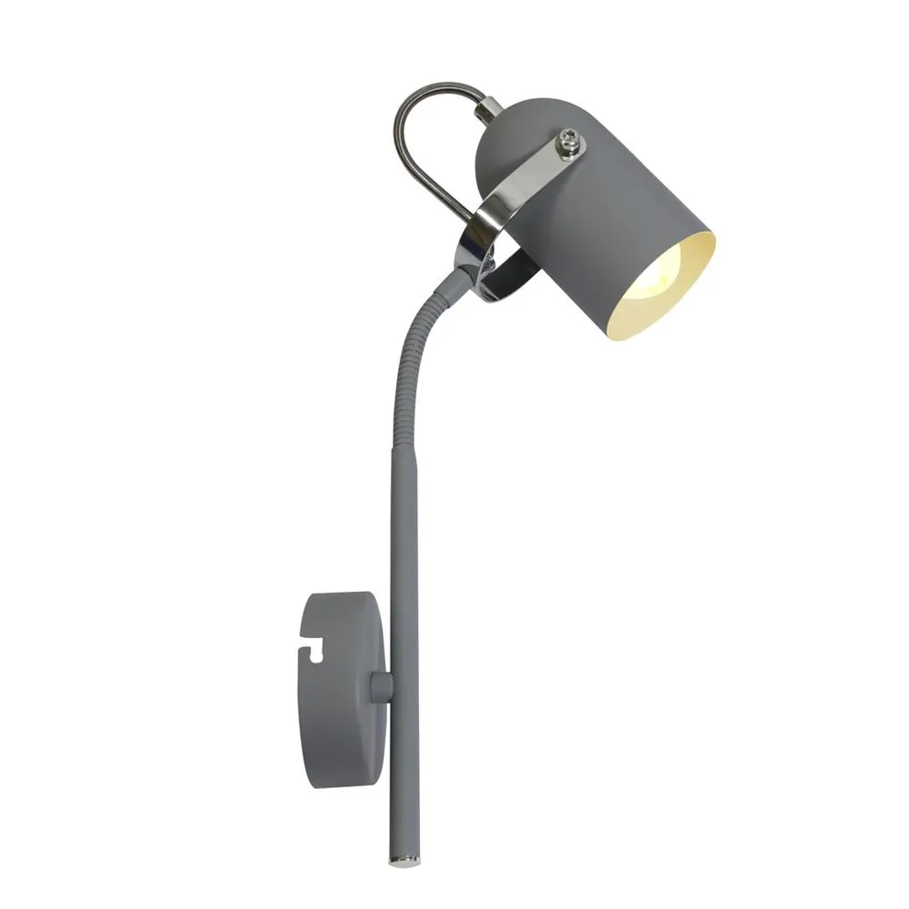GRAY SZARY OPRAWA ŚCIENNA KINKIET NA WYSIĘGNIKU NT 1X E14/ 40W IP20 METAL