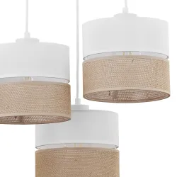 LINOBIANCO BIAŁY/ BRĄZOWY OPRAWA WISZĄCA 3X E27/ 15W IP20 METAL/TKANINA/ JUTA