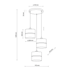LINOBIANCO BIAŁY/ BRĄZOWY OPRAWA WISZĄCA 3X E27/ 15W IP20 METAL/TKANINA/ JUTA