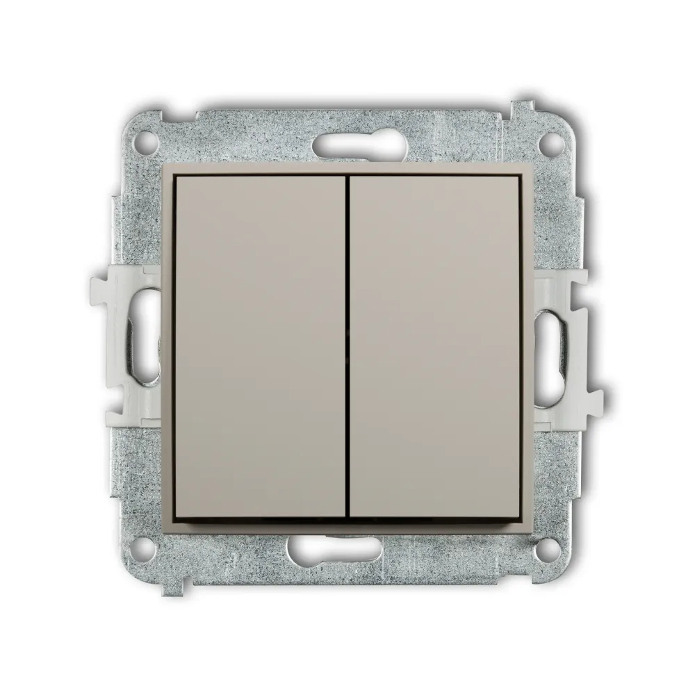 MINI TAUPE MECHANIZM ŁĄCZNIKA ZWIERNEGO, ŚWIECZNIKOWEGO (DWA KLAWISZE BEZ PIKTOGRAMÓW, WSPÓLNE ZASIL