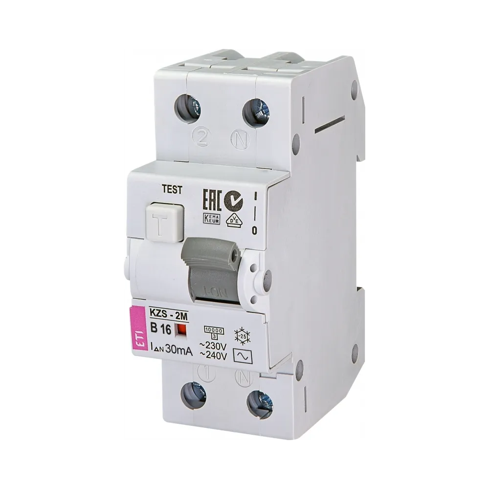 KZS- 2M B 16A/ 30MA/AC WYŁĄCZNIK RÓŻNICONADPRĄDOWY B 16A 1P+N 2M 30MA AC 10KA