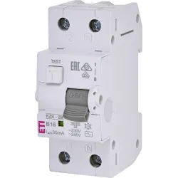 KZS- 2M B 16A/ 30MA/AC WYŁĄCZNIK RÓŻNICONADPRĄDOWY B 16A 1P+N 2M 30MA AC 10KA
