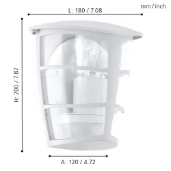 ALORIA BIAŁY/ PRZEZROCZYSTY OPRAWA ŚCIENNA KINKIET 1X E27/60W IP44 ODLEW ALUMINIOWY/ TWORZYWO
