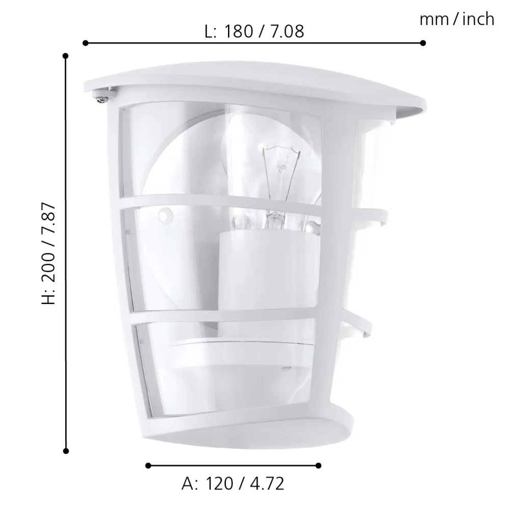 ALORIA BIAŁY/ PRZEZROCZYSTY OPRAWA ŚCIENNA KINKIET 1X E27/60W IP44 ODLEW ALUMINIOWY/ TWORZYWO