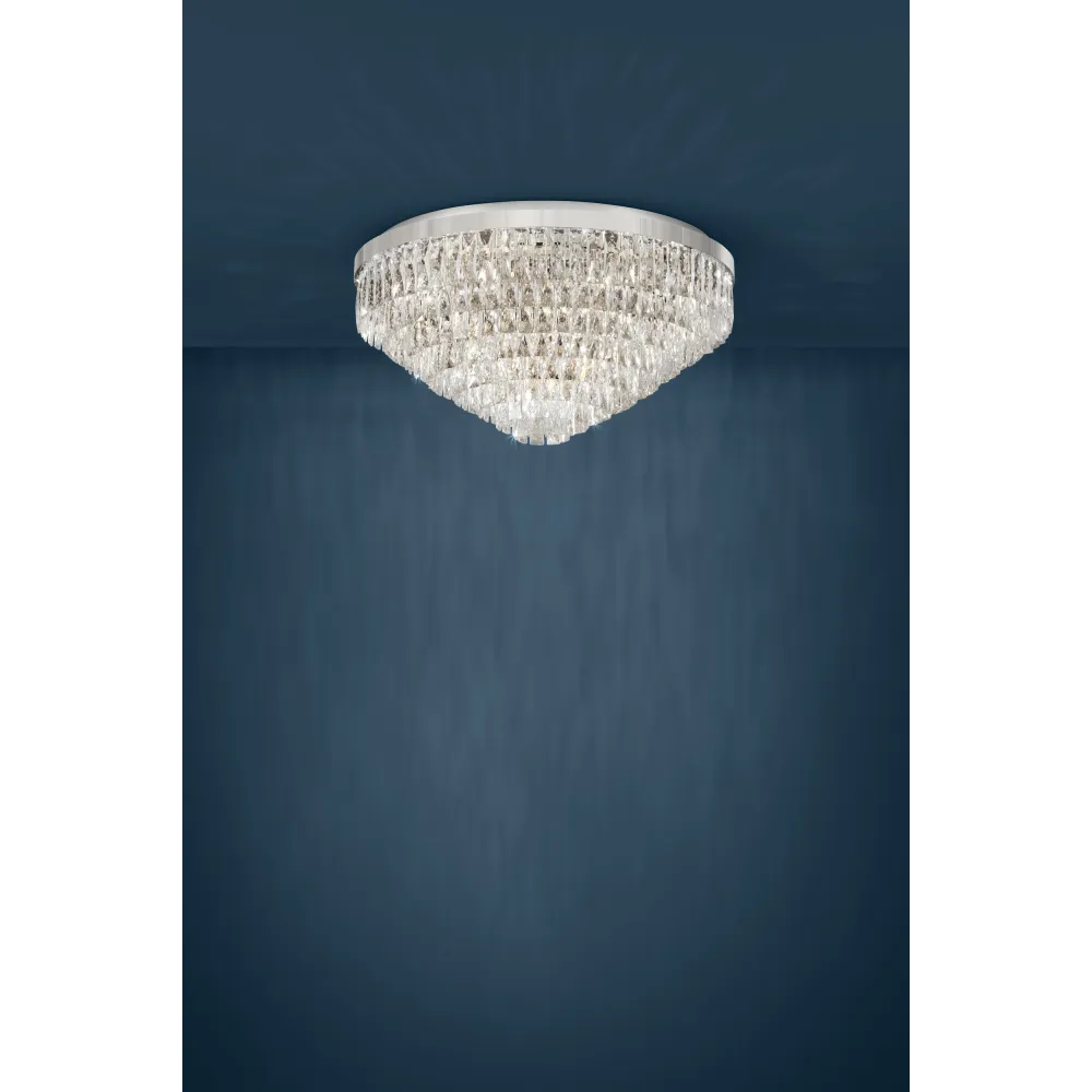 VALPARAISO 1 CHROM/ PRZEZROCZYSTY OPRAWA SUFITOWA NT 16X E14/ 40W IP20 STAL/ KRYSZTAŁ