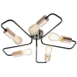 HERPE CZARNY/ MIEDŹ OPRAWA SUFITOWA 5X E27/ 60W IP20 METAL