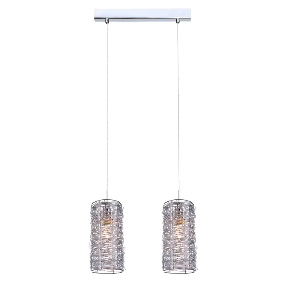 LINTON SREBRNY OPRAWA WISZĄCA 2X E14/ 40W IP20 STOP METALI