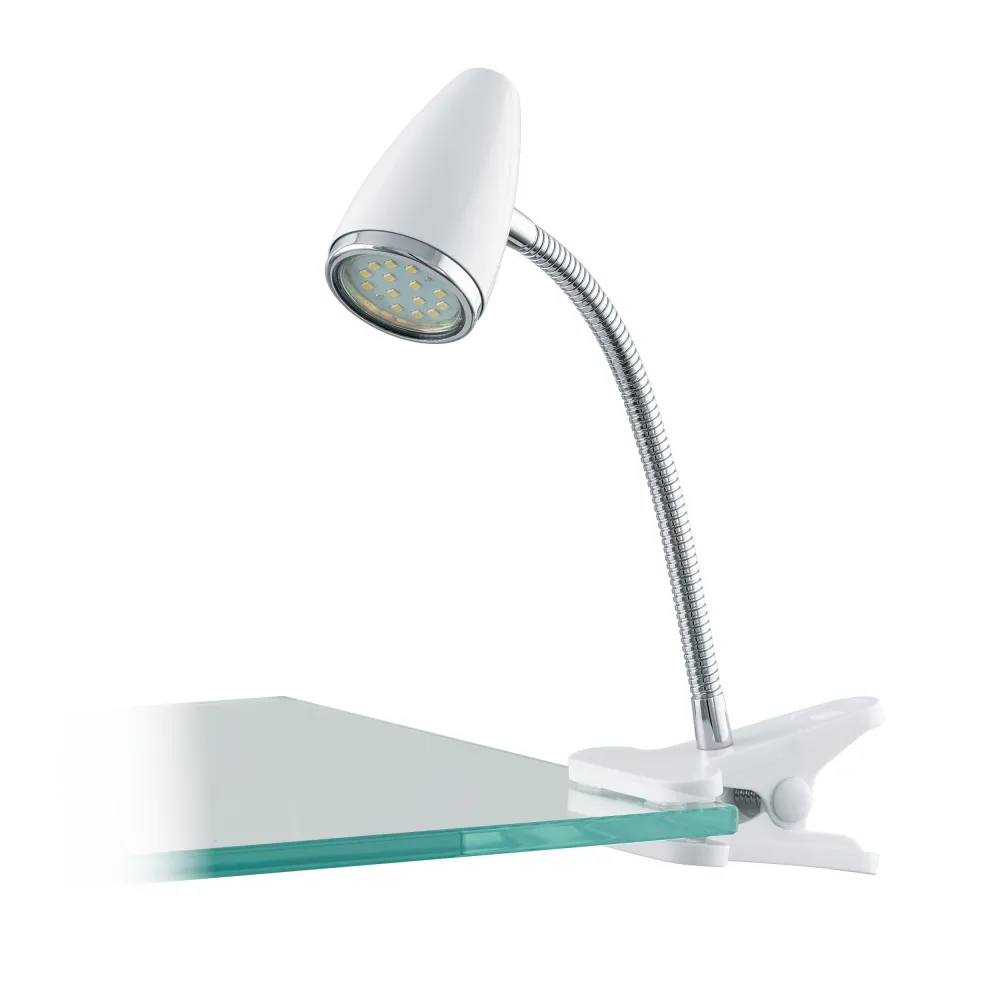RICCIO 1 BIAŁY/ CHROM OPRAWA MEBLOWA ZACISKOWA 1X GU10/ 2.8W IP20 TWORZYWO/ STAL