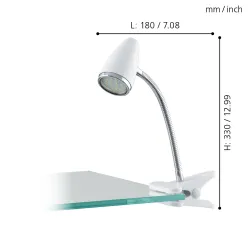 RICCIO 1 BIAŁY/ CHROM OPRAWA MEBLOWA ZACISKOWA 1X GU10/ 2.8W IP20 TWORZYWO/ STAL