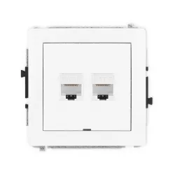 DECO MECHANIZM GNIAZDA KOMPUTEROWEGO PODWÓJNEGO 2XRJ45, KAT. 6, 8-STYKOWY, BEZ POLA OPISOWEGO BIAŁY