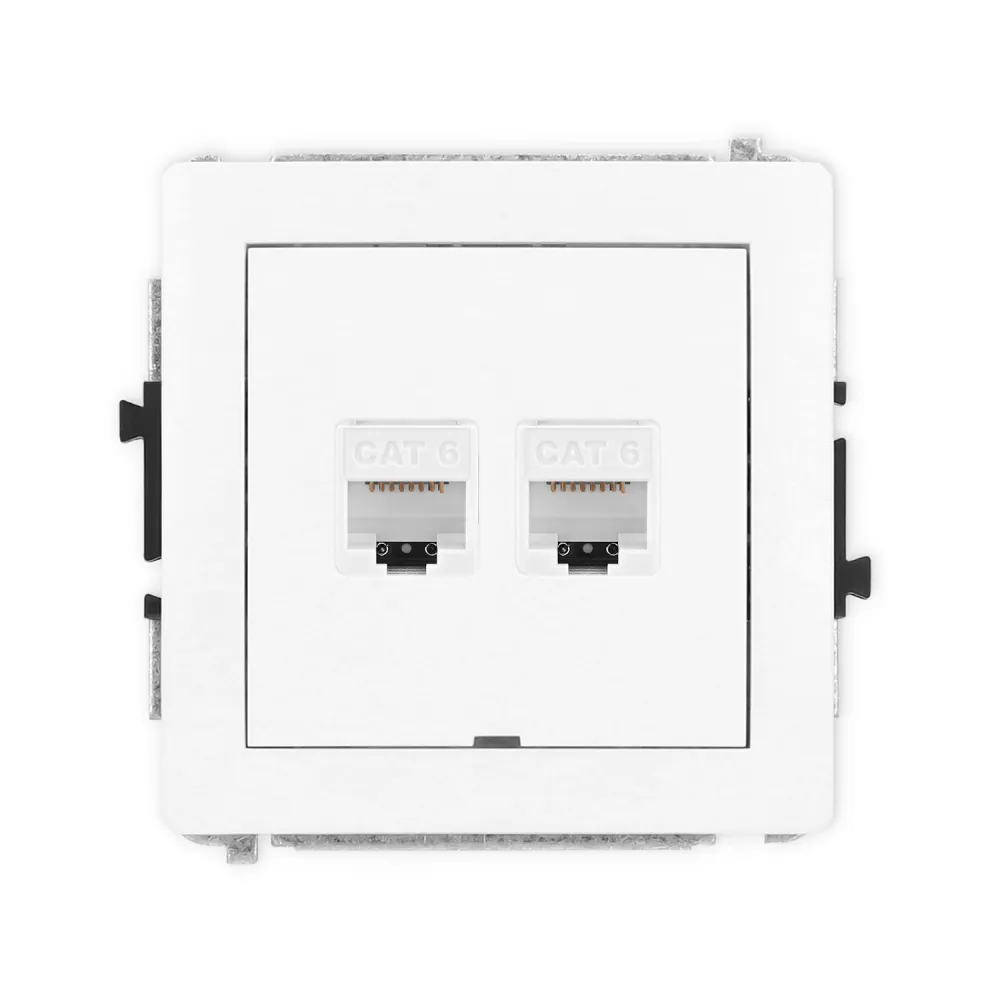 DECO MECHANIZM GNIAZDA KOMPUTEROWEGO PODWÓJNEGO 2XRJ45, KAT. 6, 8-STYKOWY, BEZ POLA OPISOWEGO BIAŁY