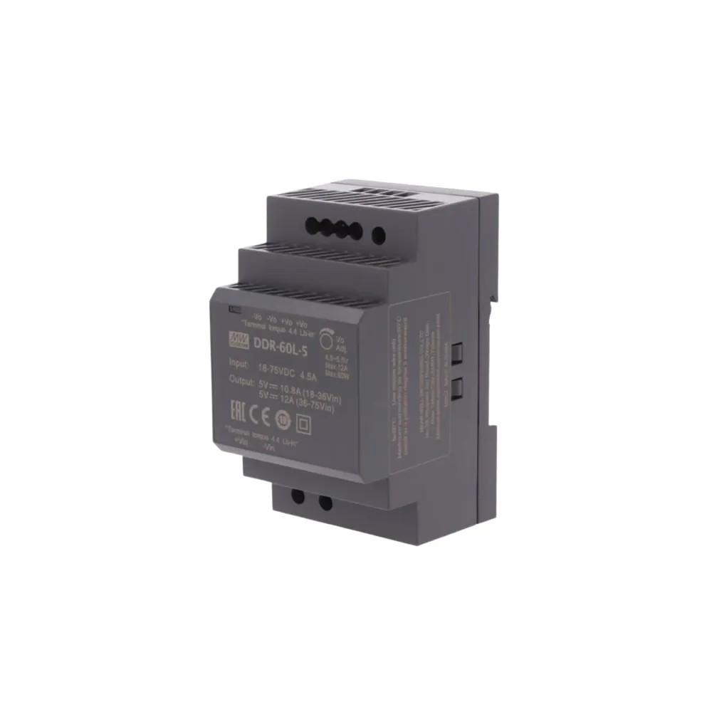 DDR PRZETWORNICA DC/DC 60W UWYJ 5VDC IWYJ 12A 52,5X90X54,5MM