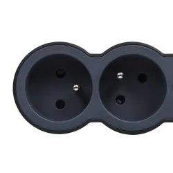 PRZEDŁUŻACZ STANDARD 6X2P+Z, Z PRZEWODEM 3.0 METRA 3X1.5 MM2 - CZARNY/GRAFITOWY