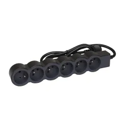 PRZEDŁUŻACZ STANDARD 6X2P+Z, Z PRZEWODEM 3.0 METRA 3X1.5 MM2 - CZARNY/GRAFITOWY