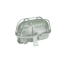 OWAL OPRAWA OŚWIETLENIOWA KANAŁOWA  60W E27 IP44 Z SIATKĄ METALOWĄ